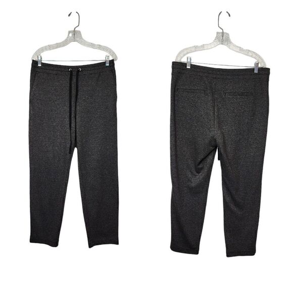 LOFT Pants - Loft Black Herringbone Pattern Pull-On Drawstring Pants Size  Large